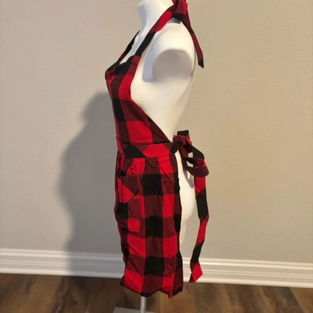Tag Women One Sz Buffalo‎ Plaid/Check Red Black Apron Pockets Holiday Christmas